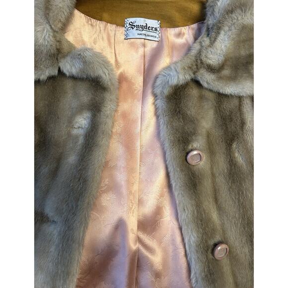 Vintage TISSAVEL FRANCE 1950s 60s Faux Fur Vegan Mink Coat Tan Glam New Years XL - Picture 7 of 7